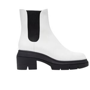 Stuart Weitzman Norah Chelsea Bootie White Size 8.5 C  Leather Platform Lug Sole